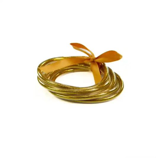 YELLOW GOLD GLITTER JELLY BANGLE SET OF 5 BRACELETS