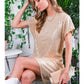 SHORT SLEEVE SEQUIN MINI DRESS- GOLD