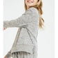 SIDE SLIT 2TONE BRUSH KNIT SWEATER - HEATHER GREY