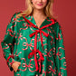 BOW TIE FRONT RUFFLE PAJAMA SET