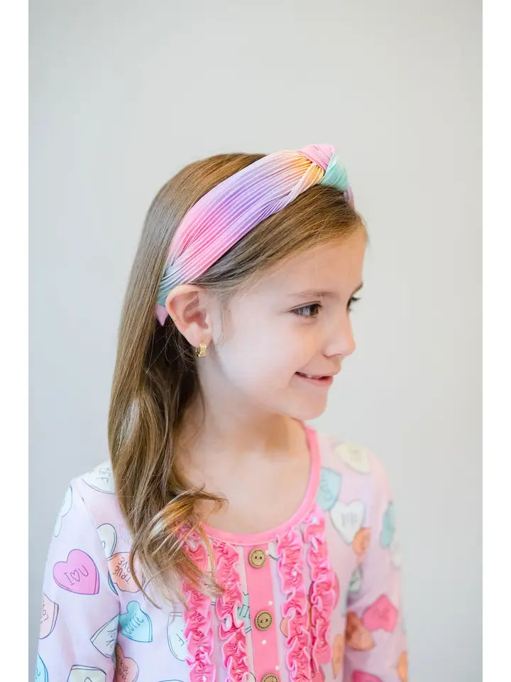 PLEATED OMBRE KNOT HEADBAND - RAINBOW