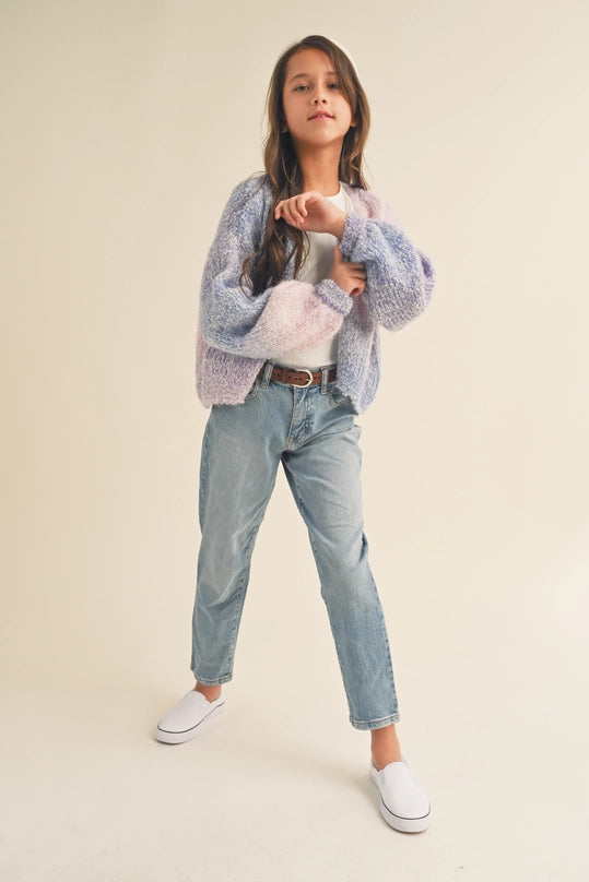 GIRLS MULTI COLOR RAINBOW SWEATER CARDIGAN