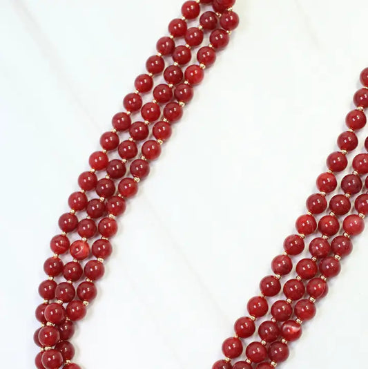 BRINLEY BEADED LAYERED NECKLACE - BURGUNDY