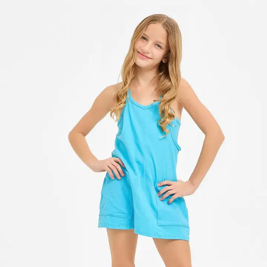 RELAXED TANK ROMPER - BLUE AQUA