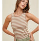 STRIPED SWEATER TANK - MOCHA/CREAM