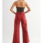 PATCH POCKET WIDE LEG JEAN - BURGUNDY