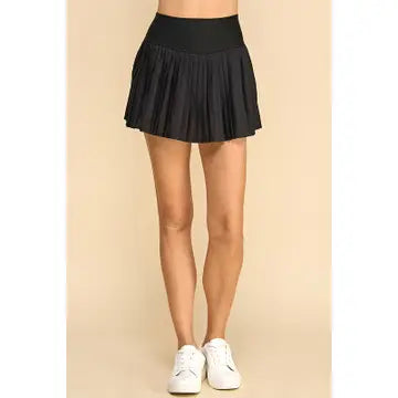 LADIES PLEATED ATHELITIC SKIRT - BLACK