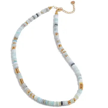 COASTAL STONE BEADED NECKLACE / WATERPROOF