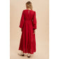 LACE DETAIL COTTON MAXI DRESS - RED