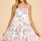 NATURE PRINTED STITCH DETAIL DRESS - BLUSH