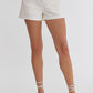 HIGH WAIST DEMIN SHORTS - WHITE