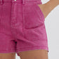 HIGH WAIST DENIM SHORTS - FUCHSIA