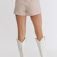 TEXTURED HIGH WAIST SHORTS - TAUPE