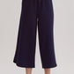 TEXTURED WIDE LEG PANTS - NAVY
