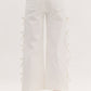 CROPPED MID-RISE DENIM JEANS W/BOWS - WHITE