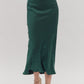 SATIN HIGH WAISTED MAXI SKIRT - HUNTER GREEN