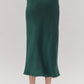 SATIN HIGH WAISTED MAXI SKIRT - HUNTER GREEN