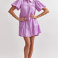 BUTTON UP TIERED MINI DRESS - LAVENDER