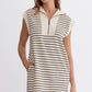 RIBBED CAP SLEEVE MINI DRESS - CREAM/BLACK