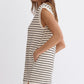 RIBBED CAP SLEEVE MINI DRESS - CREAM/BLACK