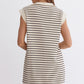 RIBBED CAP SLEEVE MINI DRESS - CREAM/BLACK