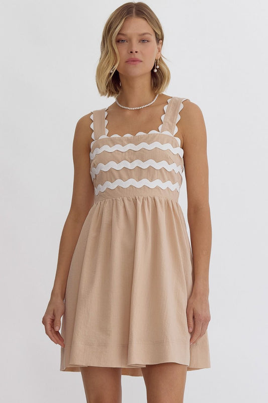 SQUARE NECK MINI DRESS - NATURAL