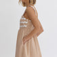 SQUARE NECK MINI DRESS - NATURAL