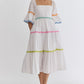 SQUARE NECK HALF SLEEVE MIDI DRESS - OFF WHITE