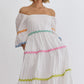 SQUARE NECK HALF SLEEVE MIDI DRESS - OFF WHITE