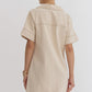 DENIM COLLARED MINI DRESS - SAND