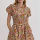 FLORAL MINI DRESS - RUST PINK