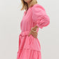 3/4 SLEEVE MINI DRESS - PINK