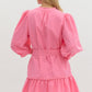 3/4 SLEEVE MINI DRESS - PINK