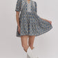 V NECK MNI DRESS - DENIM