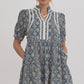 V NECK MNI DRESS - DENIM