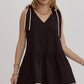 SHOULDER TIE MINI DRESS - BLACK