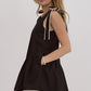 SHOULDER TIE MINI DRESS - BLACK