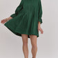 PLEAT MINI DRESS - FOREST