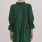 PLEAT MINI DRESS - FOREST