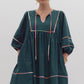 V NECK MINI DRESS - PINE