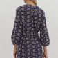 3/4 SLEEVE MINI DRESS - NAVY