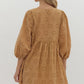 EYELET MINI DRESS - CAMEL