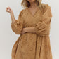 EYELET MINI DRESS - CAMEL