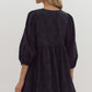 EYELET MINI DRESS - BLACK