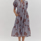 V NECK MIDI DRESS - SLATE BLUE