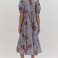 V NECK MIDI DRESS - SLATE BLUE