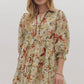 POLPIN TIERED MINI DRESS - OLIVE RUST