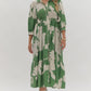 FLORAL COLLARED BUTTON UP MIDI DRESS - GREEN
