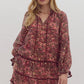 LONG SLEEVE TIERED MINI DRESS - RASPBERRY