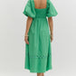SQUARE NECK MIDI DRESS - GREEN